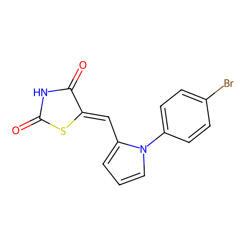 (Z)-5-((1-(4-bromophenyl)-1H-pyrrol-2-yl)methylene)thiazolidine-2,4-dione structure