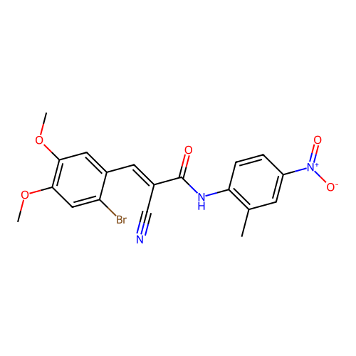 (E)-3-(2-bromo-4,5-dimethoxyphenyl)-2-cyano-N-(2-methyl-4-nitrophenyl)prop-2-enamide structure