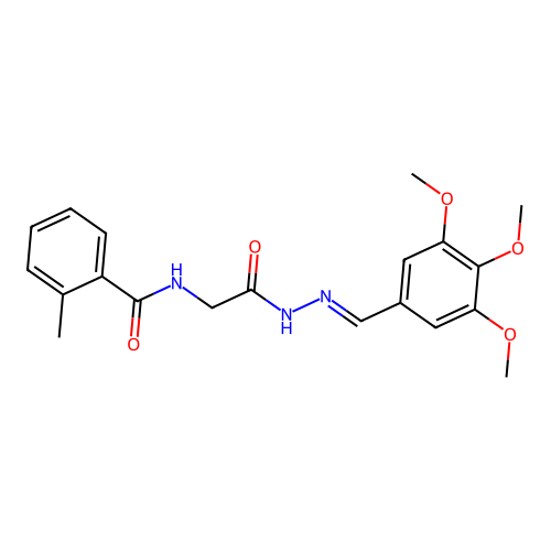 2-methyl-N-[[(3,4,5-trimethoxyphenyl)methylideneamino]carbamoylmethyl]benzamide structure