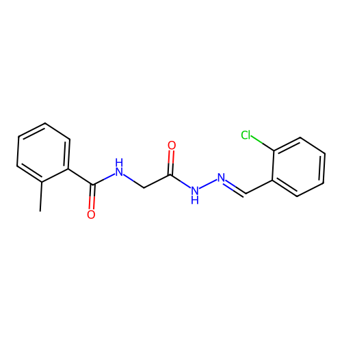 N-{2-[(2E)-2-(2-chlorobenzylidene)hydrazino]-2-oxoethyl}-2-methylbenzamide structure