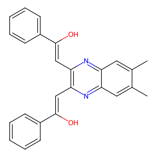 2-[3-(2-Hydroxy-2-phenylethenyl)-6,7-dimethylquinoxalin-2-yl]-1-phenylethenol structure