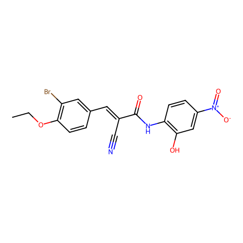 3-(3-bromo-4-ethoxyphenyl)-2-cyano-N-(2-hydroxy-4-nitrophenyl)prop-2-enamide structure