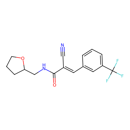 (E)-2-cyano-N-(oxolan-2-ylmethyl)-3-[3-(trifluoromethyl)phenyl]prop-2-enamide structure