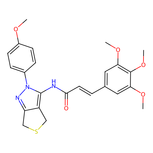 (E)-N-(2-(4-methoxyphenyl)-4,6-dihydro-2H-thieno[3,4-c]pyrazol-3-yl)-3-(3,4,5-trimethoxyphenyl)acrylamide structure