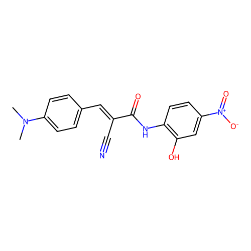 2-cyano-3-[4-(dimethylamino)phenyl]-N-(2-hydroxy-4-nitrophenyl)prop-2-enamide structure