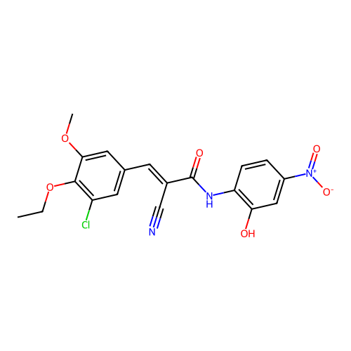 (E)-3-(3-chloro-4-ethoxy-5-methoxyphenyl)-2-cyano-N-(2-hydroxy-4-nitrophenyl)prop-2-enamide structure