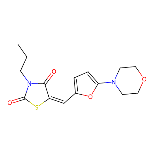 (E)-5-((5-morpholinofuran-2-yl)methylene)-3-propylthiazolidine-2,4-dione structure