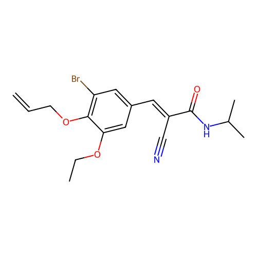 (E)-3-(3-bromo-5-ethoxy-4-prop-2-enoxyphenyl)-2-cyano-N-propan-2-ylprop-2-enamide structure