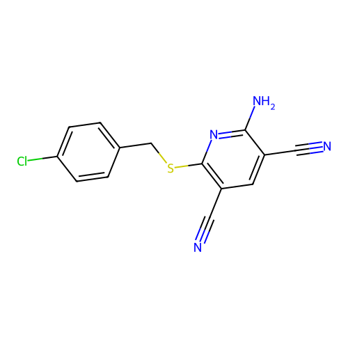 2-Amino-6-[(4-chlorobenzyl)sulfanyl]-3,5-pyridinedicarbonitrile structure