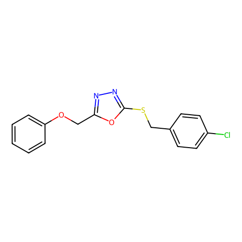 2-[(4-Chlorobenzyl)sulfanyl]-5-(phenoxymethyl)-1,3,4-oxadiazole structure