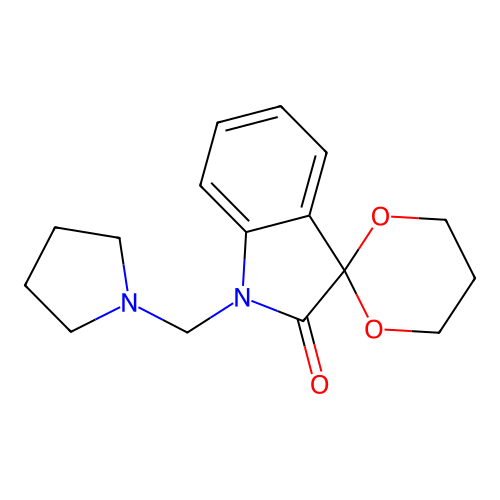 1'-(Pyrrolidin-1-ylmethyl)spiro[[1,3]dioxane-2,3'-indolin]-2'-one structure