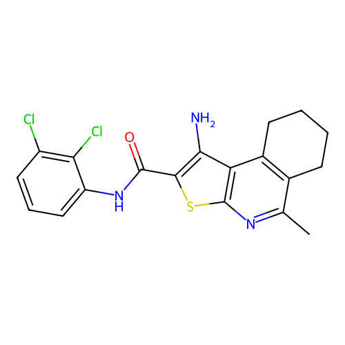 1-amino-N-(2,3-dichlorophenyl)-5-methyl-6,7,8,9-tetrahydrothieno[2,3-c]isoquinoline-2-carboxamide structure