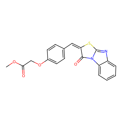 (E)-methyl 2-(4-((3-oxobenzo[4,5]imidazo[2,1-b]thiazol-2(3H)-ylidene)methyl)phenoxy)acetate structure