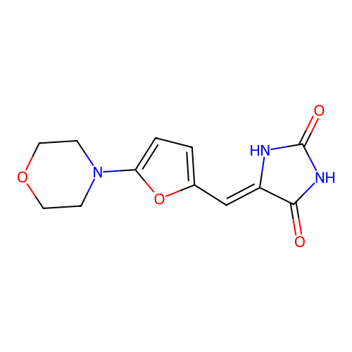 (Z)-5-((5-morpholinofuran-2-yl)methylene)imidazolidine-2,4-dione structure