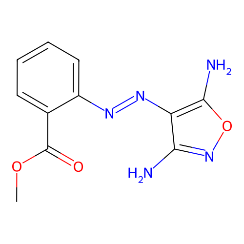 methyl 2-[(2Z)-2-(3-amino-5-imino-1,2-oxazol-4(5H)-ylidene)hydrazinyl]benzoate structure