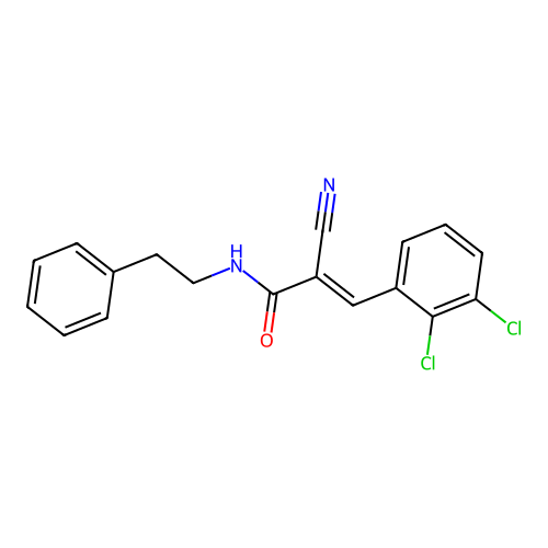 2-cyano-3-(2,3-dichlorophenyl)-N-(2-phenylethyl)prop-2-enamide structure