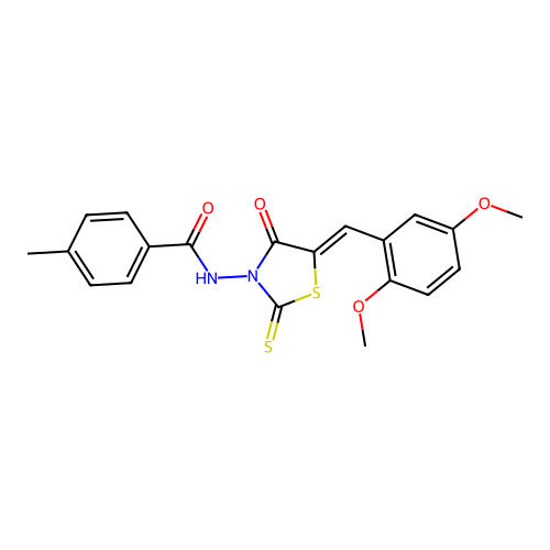 (Z)-N-(5-(2,5-dimethoxybenzylidene)-4-oxo-2-thioxothiazolidin-3-yl)-4-methylbenzamide structure