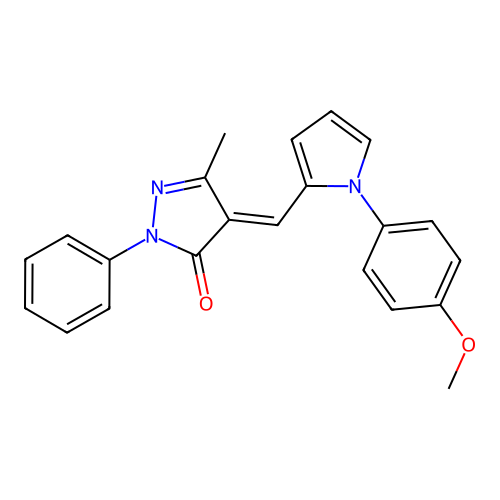 (4E)-4-{[1-(4-methoxyphenyl)-1H-pyrrol-2-yl]methylidene}-5-methyl-2-phenyl-2,4-dihydro-3H-pyrazol-3-one structure
