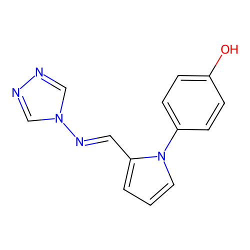4-{2-[(E)-(4H-1,2,4-triazol-4-ylimino)methyl]-1H-pyrrol-1-yl}phenol structure