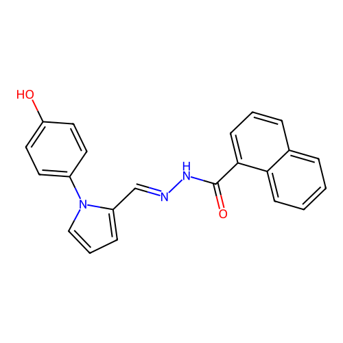 N-{(1E)-2-[1-(4-hydroxyphenyl)pyrrol-2-yl]-1-azavinyl}naphthylcarboxamide structure