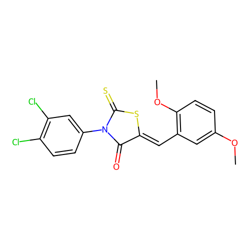 (Z)-3-(3,4-dichlorophenyl)-5-(2,5-dimethoxybenzylidene)-2-thioxothiazolidin-4-one structure