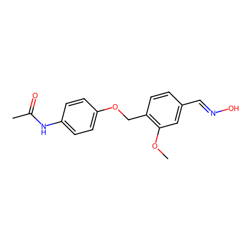 N-[4-({4-[(E)-(hydroxyimino)methyl]-2-methoxybenzyl}oxy)phenyl]acetamide structure