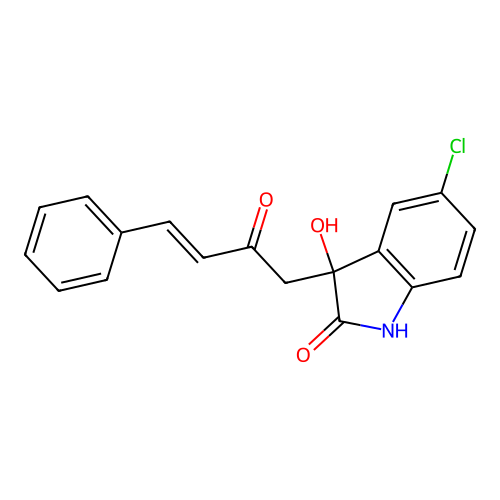 5-chloro-3-hydroxy-3-[(E)-2-oxo-4-phenylbut-3-enyl]-1H-indol-2-one structure