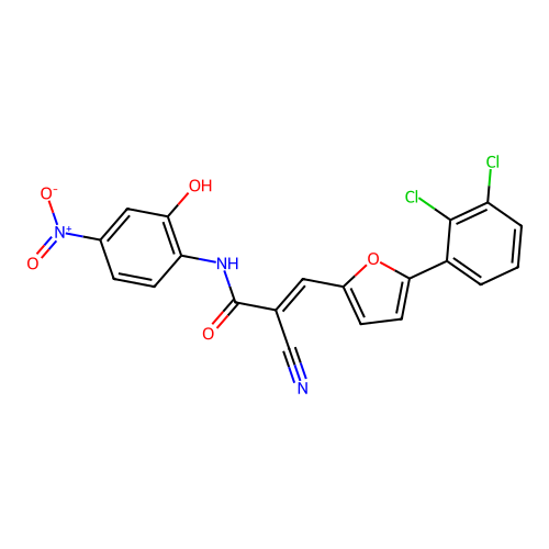 (E)-2-cyano-3-[5-(2,3-dichlorophenyl)furan-2-yl]-N-(2-hydroxy-4-nitrophenyl)prop-2-enamide structure