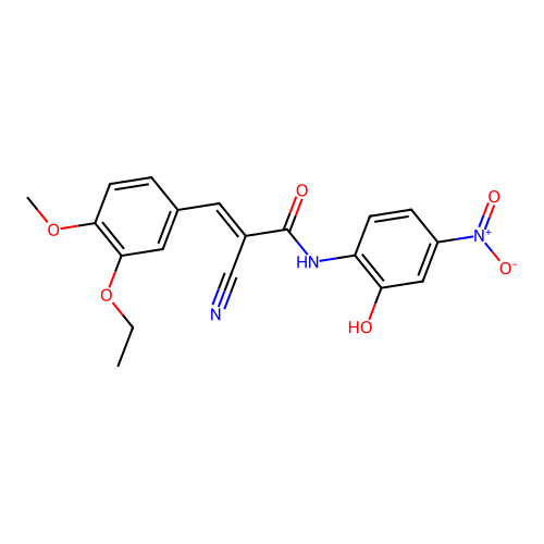 (E)-2-cyano-3-(3-ethoxy-4-methoxyphenyl)-N-(2-hydroxy-4-nitrophenyl)prop-2-enamide structure