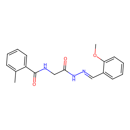 N-{2-[(2E)-2-(2-methoxybenzylidene)hydrazino]-2-oxoethyl}-2-methylbenzamide structure