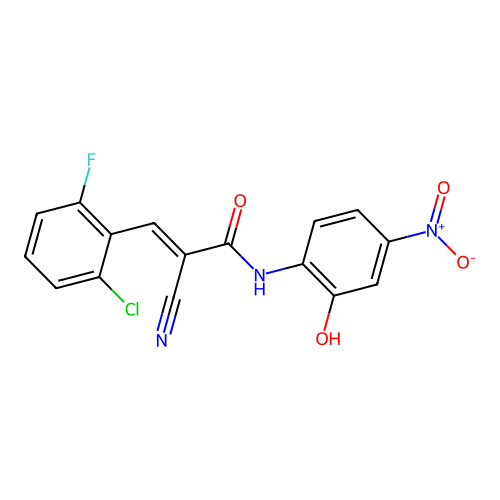 3-(2-chloro-6-fluorophenyl)-2-cyano-N-(2-hydroxy-4-nitrophenyl)prop-2-enamide structure