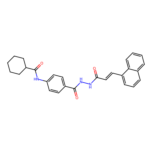 N-[4-({2-[3-(1-naphthyl)acryloyl]hydrazino}carbonyl)phenyl]cyclohexanecarboxamide structure