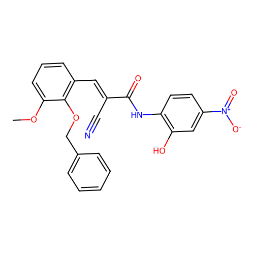 (E)-2-cyano-N-(2-hydroxy-4-nitrophenyl)-3-(3-methoxy-2-phenylmethoxyphenyl)prop-2-enamide structure