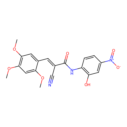 (E)-2-cyano-N-(2-hydroxy-4-nitrophenyl)-3-(2,4,5-trimethoxyphenyl)prop-2-enamide structure