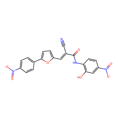(E)-2-cyano-N-(2-hydroxy-4-nitrophenyl)-3-[5-(4-nitrophenyl)furan-2-yl]prop-2-enamide structure