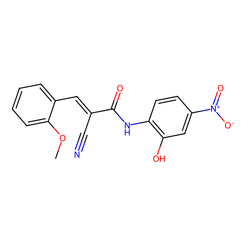 (E)-2-cyano-N-(2-hydroxy-4-nitrophenyl)-3-(2-methoxyphenyl)prop-2-enamide structure