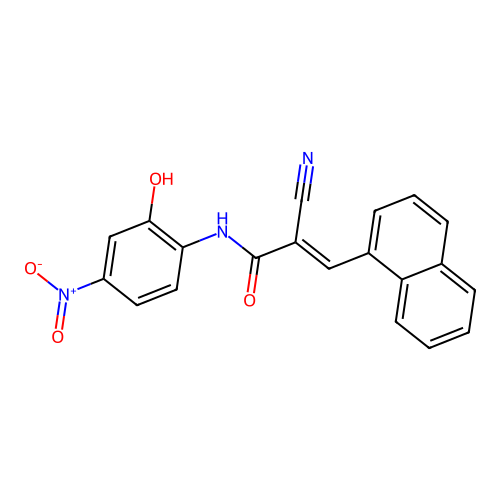 2-cyano-N-(2-hydroxy-4-nitrophenyl)-3-(naphthalen-1-yl)prop-2-enamide structure