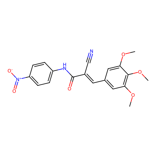 (E)-2-cyano-N-(4-nitrophenyl)-3-(3,4,5-trimethoxyphenyl)acrylamide structure