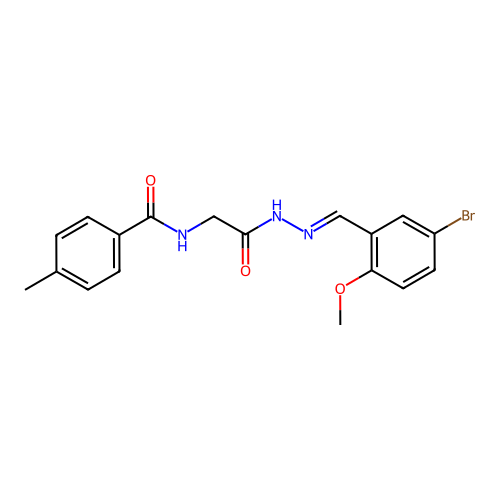 N-[[(5-bromo-2-methoxy-phenyl)methylideneamino]carbamoylmethyl]-4-methyl-benzamide structure