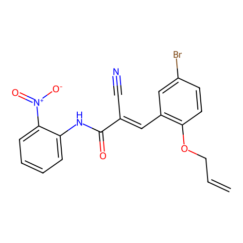 (E)-3-(5-bromo-2-prop-2-enoxyphenyl)-2-cyano-N-(2-nitrophenyl)prop-2-enamide structure