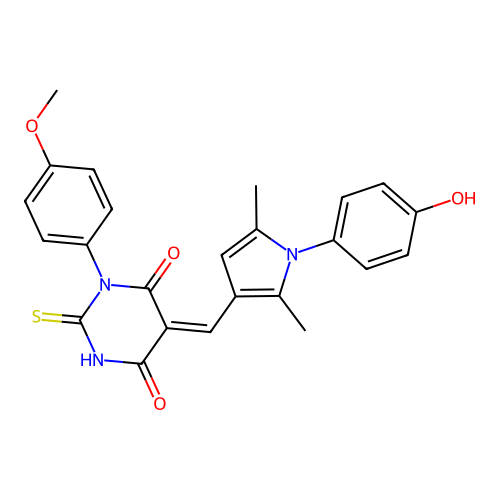 (5Z)-5-[[1-(4-hydroxyphenyl)-2,5-dimethylpyrrol-3-yl]methylidene]-1-(4-methoxyphenyl)-2-sulfanylidene-1,3-diazinane-4,6-dione structure