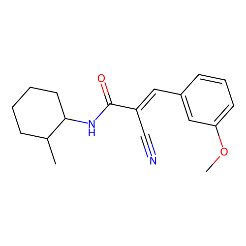2-cyano-3-(3-methoxyphenyl)-N-(2-methylcyclohexyl)prop-2-enamide structure