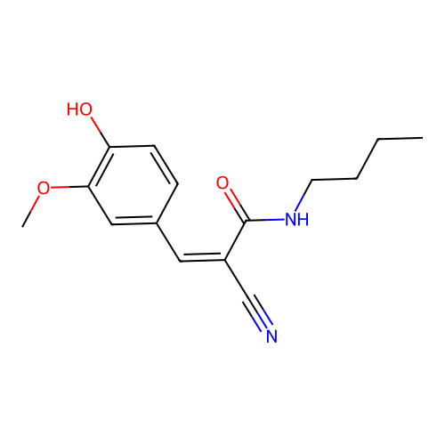 (2Z)-N-butyl-2-cyano-3-(4-hydroxy-3-methoxyphenyl)prop-2-enamide structure