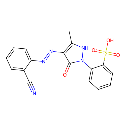 2-[(4Z)-4-[(2-cyanophenyl)hydrazinylidene]-3-methyl-5-oxopyrazol-1-yl]benzenesulfonic acid structure