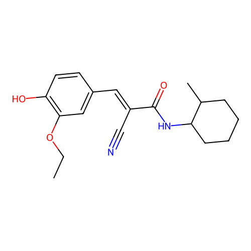 2-cyano-3-(3-ethoxy-4-hydroxyphenyl)-N-(2-methylcyclohexyl)prop-2-enamide structure