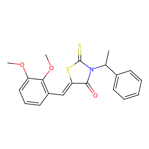 (5Z)-5-(2,3-dimethoxybenzylidene)-3-(1-phenylethyl)-2-thioxo-1,3-thiazolidin-4-one structure