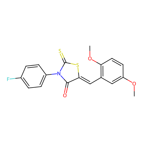 (5Z)-5-(2,5-dimethoxybenzylidene)-3-(4-fluorophenyl)-2-thioxo-1,3-thiazolidin-4-one structure