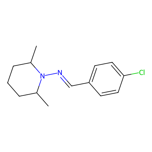 N-[(E)-(4-chlorophenyl)methylidene]-2,6-dimethylpiperidin-1-amine structure