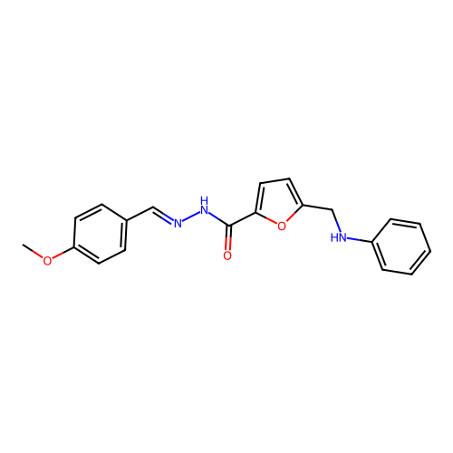 (E)-N'-(4-methoxybenzylidene)-5-((phenylamino)methyl)furan-2-carbohydrazide structure
