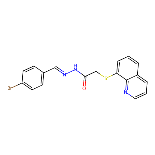 N'-[(E)-(4-bromophenyl)methylidene]-2-(quinolin-8-ylsulfanyl)acetohydrazide structure